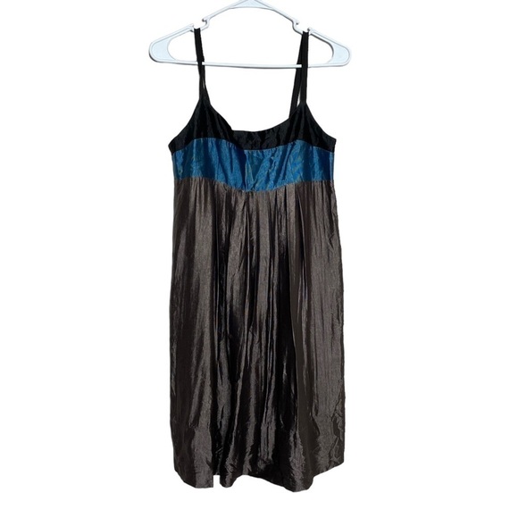 BCBGMaxAzria Pleated Colorblock Metallic Sheen Sleeveless Dress - Picture 1 of 8